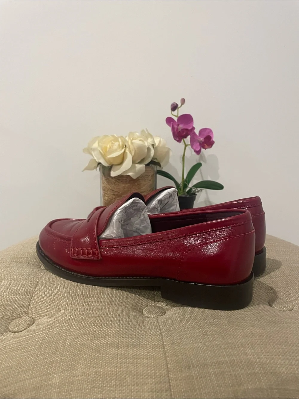 Tory Burch Chelsea Red Penny Loafers - Size 8 - Picture 8 of 16
